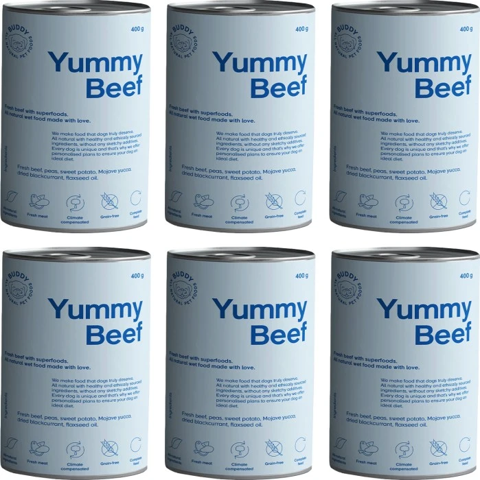 Buddy Yummy Beef Koiran Märkäruoka, 6 X 400g 3 Buddy Yummy Beef Koiran Märkäruoka, 6 X 400g