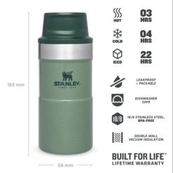 Stanley The Trigger-Action Travel Mug 0.25L Hammertone Green -Hurtta myymälä stanley the trigger action travel mug 0 25l hammertone green 1
