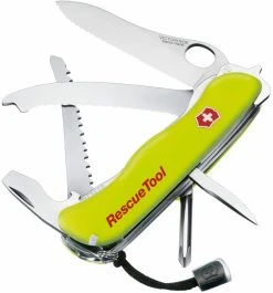 Victorinox Rescue Tool Wavy Edge Taskuveitsi Hätätilanteisiin, Keltainen